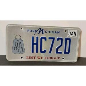 Veteran "Lest We Forget License Plate " HC72D " USMC ARMY NAVY USAF Coast Guard